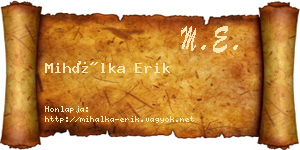 Mihálka Erik névjegykártya